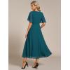 imageEverPretty Womens V Neck Chiffon Applique ALine Elastic Maxi Cocktail Wedding Guest Dress Vestidos Elegante 02093Teal
