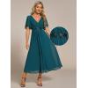 imageEverPretty Womens V Neck Chiffon Applique ALine Elastic Maxi Cocktail Wedding Guest Dress Vestidos Elegante 02093Teal