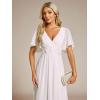 imageEverPretty Womens V Neck Chiffon Applique ALine Elastic Maxi Cocktail Wedding Guest Dress Vestidos Elegante 02093White