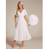 imageEverPretty Womens V Neck Chiffon Applique ALine Elastic Maxi Cocktail Wedding Guest Dress Vestidos Elegante 02093White