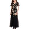 imageEverPretty Womens Formal Wedding Guest Dress Sequin VNeck Short Sleeves Flower Floor Length A Line Ball Gown 02665Black Gold