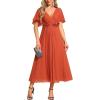 imageEverPretty Womens V Neck Chiffon Applique ALine Elastic Maxi Cocktail Wedding Guest Dress Vestidos Elegante 02093Burnt Orange