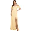 imageEverPretty Womens Formal Dresses Off Shoulder Short Sleeve Split ALine Floor Length Bridesmaid Dresses 0237Yellow