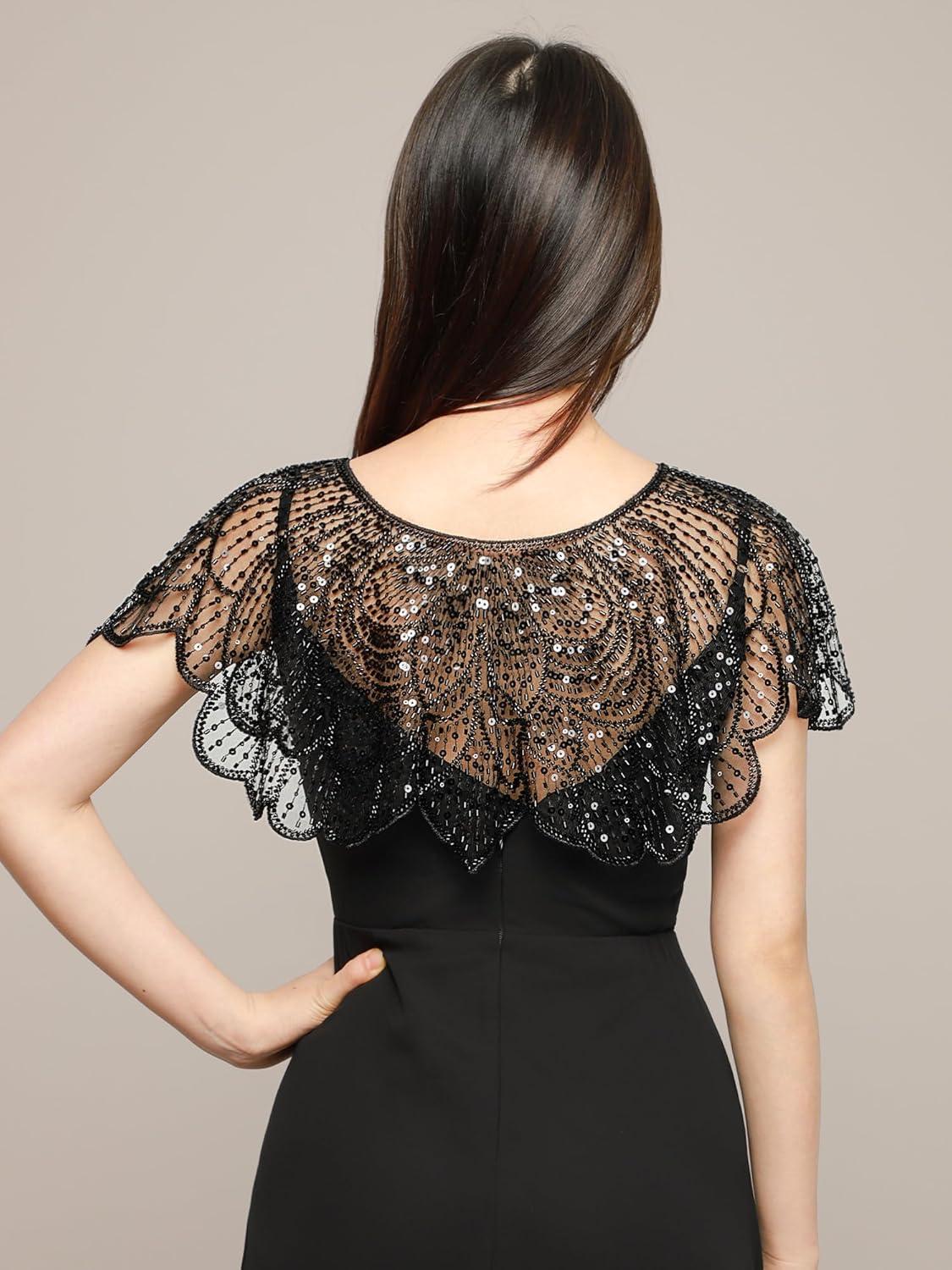 imageEverPretty Womens Elegant Sequin Flapper Sheer Wrap Shawl for Formal Evening Wedding Party 02717