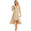 imageEver Pretty Womens Chiffon V Neck Long Sleeves ALine Midi Length Wedding Guest Dress Cocktail Party Formal Dresses 01926Champagne