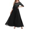 imageEverPretty Formal Dresses for Women Sequin A Line Crew Neck Evening Gown Mother of Bride Dress 00686Black