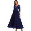 imageEverPretty Womens Sequin Formal Evening Dress VNeck Half Sleeves Floor Length ALine Mother of The Bride Dresses 00756Navy Blue