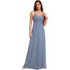 imageEverPretty Womens Sexy Spaghetti Straps Cowl Back Empire Waist A Line Pleated Chiffon Bridesmaid Dress 80026PHSlate Blue