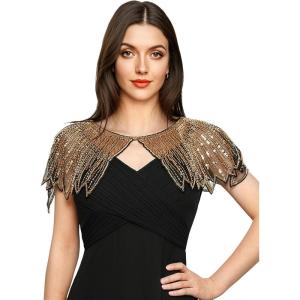 imageEverPretty Womens Stunning Sequin Sheer Wrap Shawl for Evening and Cocktail Party 02716Black Gold