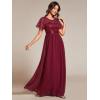 imageEverPretty Womens A Line Crew Neck Short Sleeve Sequin Floor Length Semi Formal Dress Burgundy US14