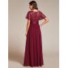 imageEverPretty Womens A Line Crew Neck Short Sleeve Sequin Floor Length Semi Formal Dress Burgundy US14