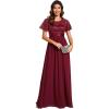 imageEverPretty Womens A Line Crew Neck Short Sleeve Sequin Floor Length Semi Formal Dress Burgundy US14