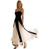 image:imageEverPretty Womens Maxi Black and White Wedding Guest Dress Spring Summer Spaghetti Straps A Line Formal Dresses 02648Black