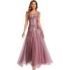 image:imageEverPretty Womens Sequin VNeck Formal Dresses Cap Sleeves Ball Gowns Prom Dress 02559Orchid