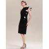 image:imageEverPretty Womens Crew Neck One Shoulder Cocktail Dress Ruffle Knee Length Semi Formal Wedding Guest Dresses 02681Ivory Black
