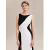 image:imageEverPretty Womens Crew Neck Slit Formal Wedding Guest Dress Color Block Sleeveless Birthday Evening Dresses 02631Ivory Black