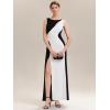 image:imageEverPretty Womens Crew Neck Slit Formal Wedding Guest Dress Color Block Sleeveless Birthday Evening Dresses 02631Ivory Black