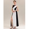 image:imageEverPretty Womens Crew Neck Slit Formal Wedding Guest Dress Color Block Sleeveless Birthday Evening Dresses 02631Ivory Black