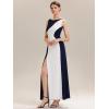 image:imageEverPretty Womens Crew Neck Slit Formal Wedding Guest Dress Color Block Sleeveless Birthday Evening Dresses 02631Navy Blue
