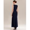 image:imageEverPretty Womens Crew Neck Slit Formal Wedding Guest Dress Color Block Sleeveless Birthday Evening Dresses 02631Navy Blue