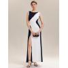 image:imageEverPretty Womens Crew Neck Slit Formal Wedding Guest Dress Color Block Sleeveless Birthday Evening Dresses 02631Navy Blue