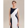 image:imageEverPretty Womens Crew Neck Slit Formal Wedding Guest Dress Color Block Sleeveless Birthday Evening Dresses 02631Navy Blue