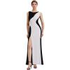 image:imageEverPretty Womens Crew Neck Slit Formal Wedding Guest Dress Color Block Sleeveless Birthday Evening Dresses 02631Ivory Black