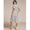 image:imageEverPretty Womens Chiffon Crew Neck Empire Waist Short Sleeve Semi Formal Dresses Wedding Guest Dress 02053Amber Bloom