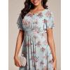 image:imageEverPretty Womens Chiffon Crew Neck Empire Waist Short Sleeve Semi Formal Dresses Wedding Guest Dress 02053Amber Bloom