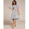 image:imageEverPretty Womens Chiffon Crew Neck Empire Waist Short Sleeve Semi Formal Dresses Wedding Guest Dress 02053Amber Bloom
