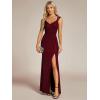 image:imageEverPretty Womens Glitter Bodycon Prom Dress Evening Gown Stretchy Sleeveless Sexy High Split Formal Wedding Guest DressesBurgundy
