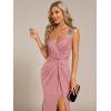 image:imageEverPretty Womens Glitter Bodycon Prom Dress Evening Gown Stretchy Sleeveless Sexy High Split Formal Wedding Guest DressesDusty Rose