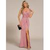 image:imageEverPretty Womens Glitter Bodycon Prom Dress Evening Gown Stretchy Sleeveless Sexy High Split Formal Wedding Guest DressesDusty Rose