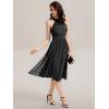 image:imageEverPretty Womens Glitter Halter Neck Midi Cocktail Wedding Guest Dresses Sleeveless Pleated Semi Formal Dress 41962Black