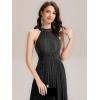 image:imageEverPretty Womens Glitter Halter Neck Midi Cocktail Wedding Guest Dresses Sleeveless Pleated Semi Formal Dress 41962Black
