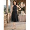 image:imageEverPretty Womens Glitter Halter Neck Midi Cocktail Wedding Guest Dresses Sleeveless Pleated Semi Formal Dress 41962Black