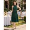 image:imageEverPretty Womens Glitter Halter Neck Midi Cocktail Wedding Guest Dresses Sleeveless Pleated Semi Formal Dress 41962Dark Green