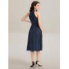 image:imageEverPretty Womens Glitter Halter Neck Midi Cocktail Wedding Guest Dresses Sleeveless Pleated Semi Formal Dress 41962Navy Blue