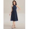 image:imageEverPretty Womens Glitter Halter Neck Midi Cocktail Wedding Guest Dresses Sleeveless Pleated Semi Formal Dress 41962Navy Blue