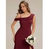 image:imageEverPretty Womens One Shoulder Bridesmaid Dress Short Sleeves Chiffon ALine Formal Wedding Guest Dresses 02704Burgundy