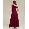 image:imageEverPretty Womens One Shoulder Bridesmaid Dress Short Sleeves Chiffon ALine Formal Wedding Guest Dresses 02704Burgundy