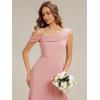 image:imageEverPretty Womens One Shoulder Bridesmaid Dress Short Sleeves Chiffon ALine Formal Wedding Guest Dresses 02704Dusty Rose