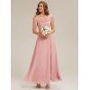 image:imageEverPretty Womens One Shoulder Bridesmaid Dress Short Sleeves Chiffon ALine Formal Wedding Guest Dresses 02704Dusty Rose