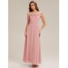 image:imageEverPretty Womens One Shoulder Bridesmaid Dress Short Sleeves Chiffon ALine Formal Wedding Guest Dresses 02704Dusty Rose