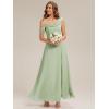 image:imageEverPretty Womens One Shoulder Bridesmaid Dress Short Sleeves Chiffon ALine Formal Wedding Guest Dresses 02704Mint Green