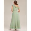 image:imageEverPretty Womens One Shoulder Bridesmaid Dress Short Sleeves Chiffon ALine Formal Wedding Guest Dresses 02704Mint Green