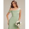 image:imageEverPretty Womens One Shoulder Bridesmaid Dress Short Sleeves Chiffon ALine Formal Wedding Guest Dresses 02704Mint Green