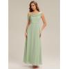 image:imageEverPretty Womens One Shoulder Bridesmaid Dress Short Sleeves Chiffon ALine Formal Wedding Guest Dresses 02704Mint Green