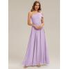 image:imageEverPretty Womens One Shoulder Chiffon Bridesmaid Dress Sleeveless A Line Floor Length Formal Wedding Guest Dresses 02705Frosted Lilac