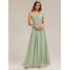 image:imageEverPretty Womens One Shoulder Chiffon Bridesmaid Dress Sleeveless A Line Floor Length Formal Wedding Guest Dresses 02705Mint Green